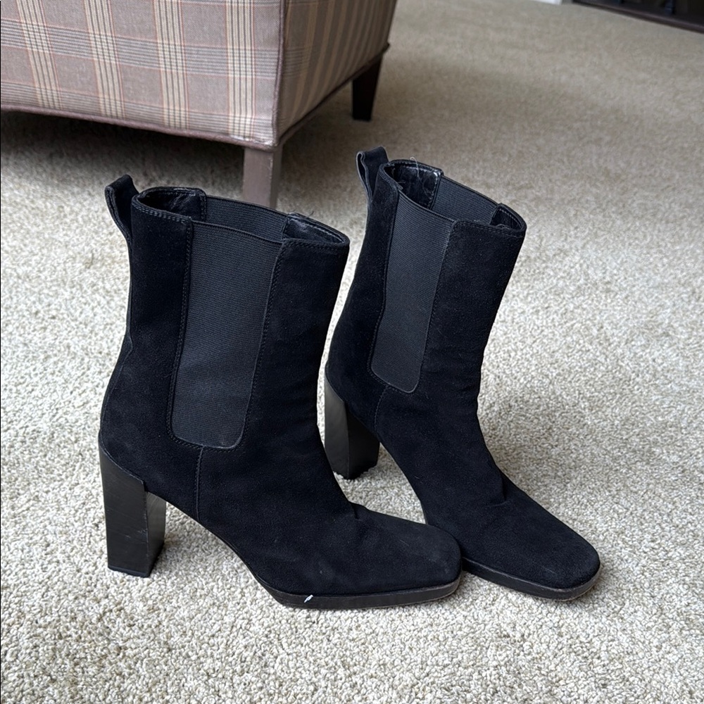Gucci Black Suede Chelsea Boot with Heel